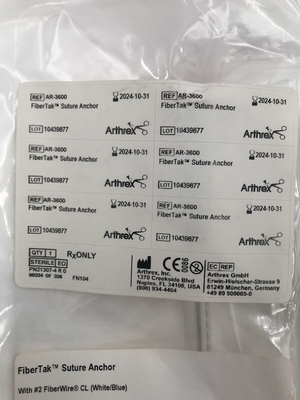 ARTHREX AR-3600 FiberTak Suture Anchor (X)