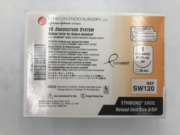 ETHICON SW120 Endosuture System Reload Units for Suture Assistant w/ Ethibond Excel Green Braided Polyester Suture 0, 26mm (10/Box) (X)