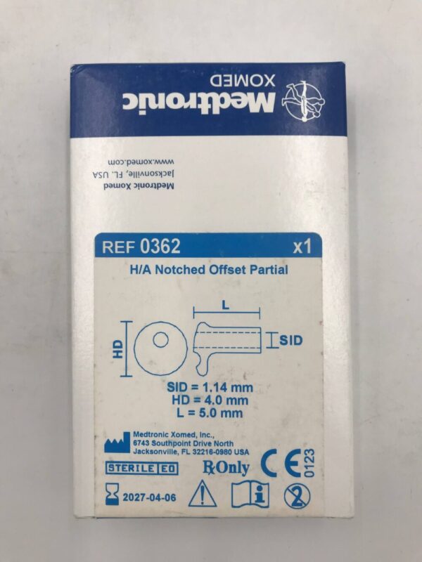 MEDTRONIC 0362 H/A Notched Offset Partial HD/SID 1.14mm x 4mm x 5mm