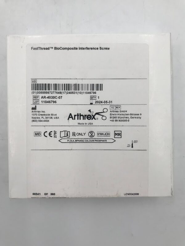 ARTHREX AR-4030C-07 FastThread BioComposite Interface Screw 7 x 30mm (X)