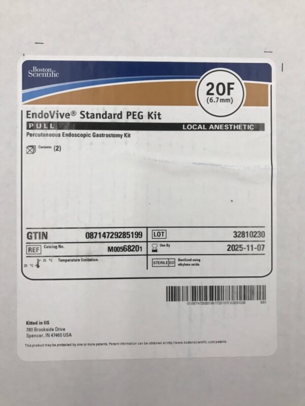 BOSTON SCIENTIFIC 6820 EndoVive Standard PEG Pull, Percutaneous Endoscopic Gastrostomy Kit 20F (2/Box)
