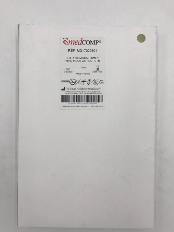 MEDCOMP MD17022601 Dual Lumen Vascu-PICC w/o ONT 2.6F x 50cm