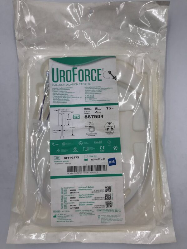 BARD 887504 UroForce Balloon Dilation Catheter 15F x 5mm x 4cm (X)
