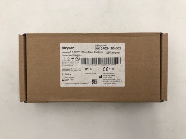 STRYKER 0703-165-002 Neptune E-Sep Blade Electrode Coated and Insulated 165mm (10/Box) (X)