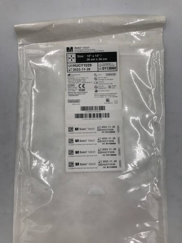 BARD 0112660 Mesh Monofilament Polypropylene for Reconstruction of Tissue Defects 10in x 14in (X)