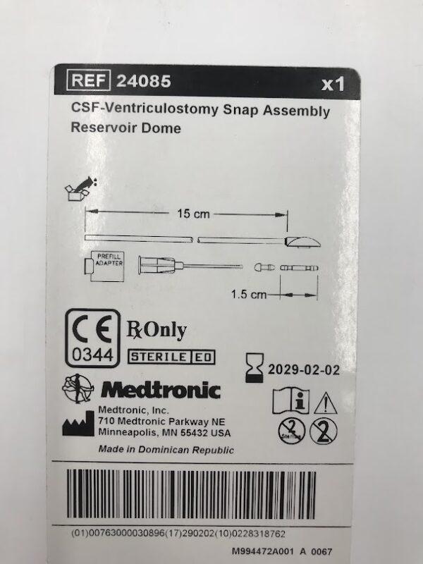 MEDTRONIC 24085 CSF-Ventriculostomy Snap Assembly Reservoir Dome 15cm, 1.5cm