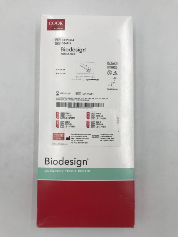 COOK G54613 Biodesign Fistula Plug, Advanced Tissue Repair 0.4cm x 5.1cm (X)