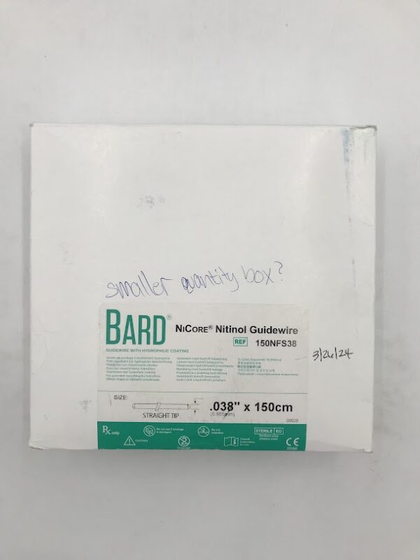 BARD 150NFS38 NiCore Nitinol Guidewire Straight Tip .038" x 150cm (10/Box) (X)