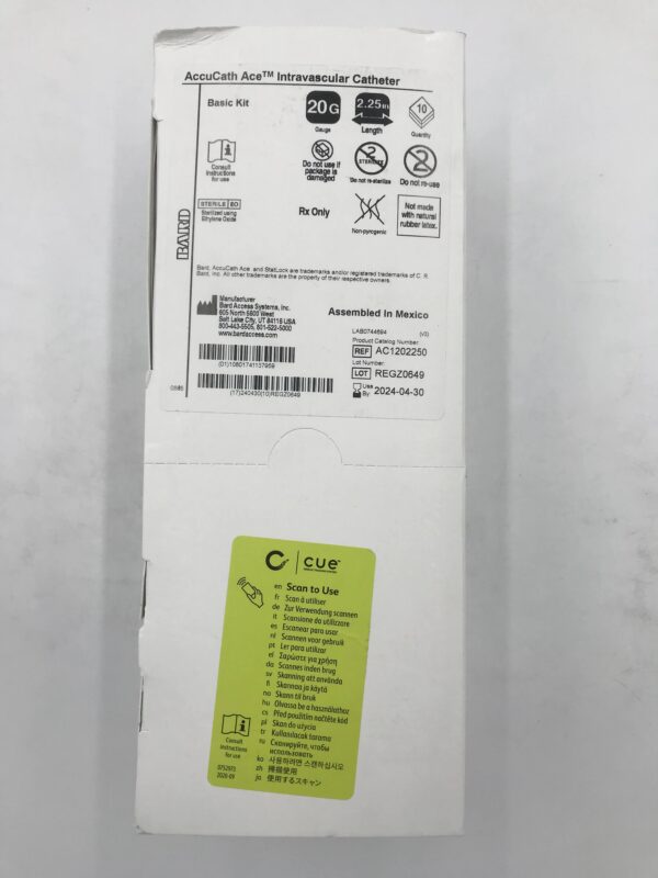 BARD AC1202250 AccuCath Ace Intravascular Catheter Basic Kit 20G x 2.25in (10/Box)(X)