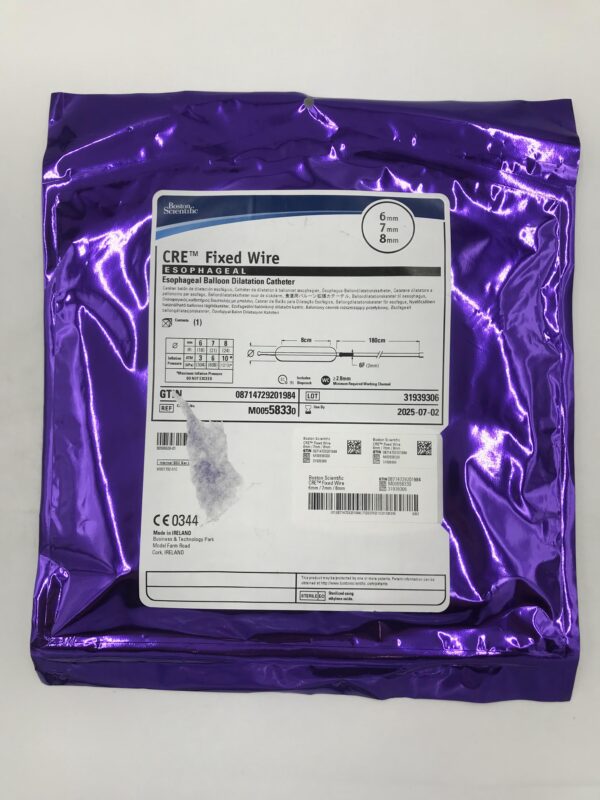 BOSTON SCIENTIFIC 5833 CRE Fixed Wire Esophageal Balloon Dilatation Catheter 6F x 6x7x8mm