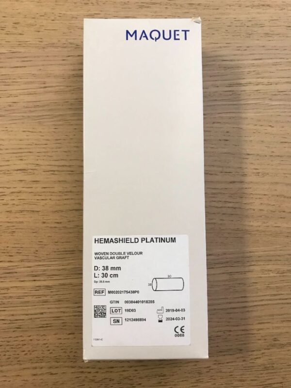 MAQUET M00202175438P0 Hemashield Platinum Woven Double Velour Vascular Graft 38mm x 30cm(X)