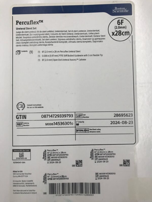 BOSTON SCIENTIFIC 14536301 Percuflex Ureteral Stent Set 6F x 28cm (X)
