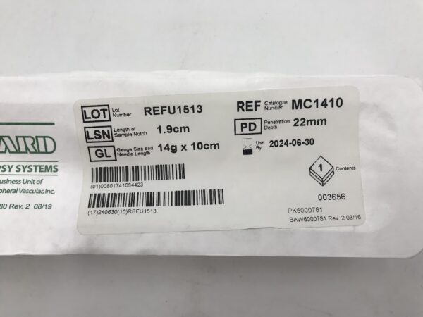 BARD MC1410 Max-Core Core Biopsy Instrument 1.9cm, 14g x 10cm (X)