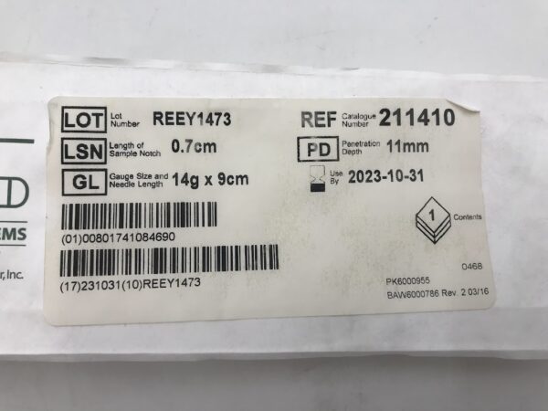 BARD 211410 Monopty Core Biopsy Instrument 0.7cm, 14G x 9cm (X)
