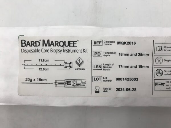 BARD MQK2016 Marquee Core Biopsy Instrument Kit 11.8cm/12.9cm, 20G x 16cm (X)