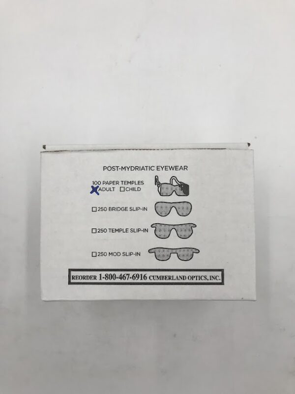 CUMBERLAND OPTICS Post-Mydriatic Eyewear Paper Temples Adult (100/Box)