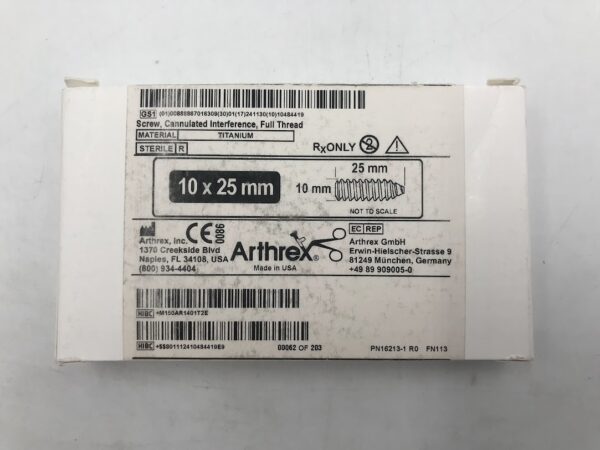 ARTHREX AR-1401T Screw Cannulated Interference Full Thread 10 x 25mm (X)
