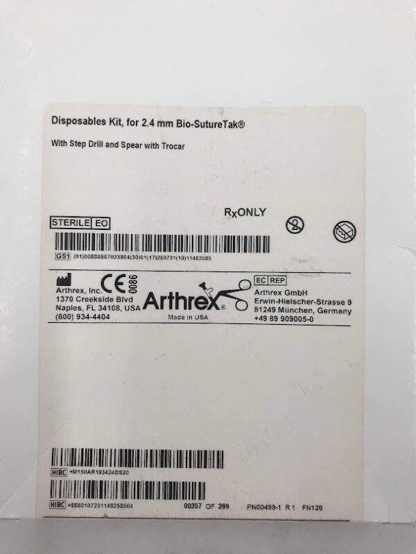 ARTHREX AR-1934-24DS Disposables Kit for 2.4mm Bio-SutureTak