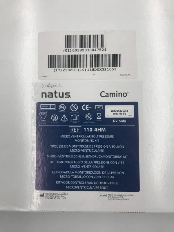 NATUS 110-4HM Camino Micro Ventricular Bolt Pressure Monitoring Kit (X)