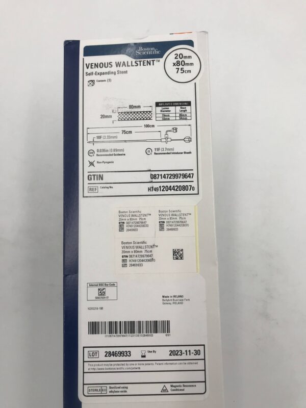 BOSTON SCIENTIFIC 1204420807 Venous WallStent Self-Expanding Stent 11F x 20mm x 80mm x 75cm (X)