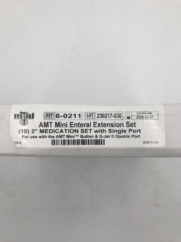 APPLIED MEDICAL 6-0211 AMT Mini Enteral Extension Set 2" Medication Set w/Single Port (10/Box)