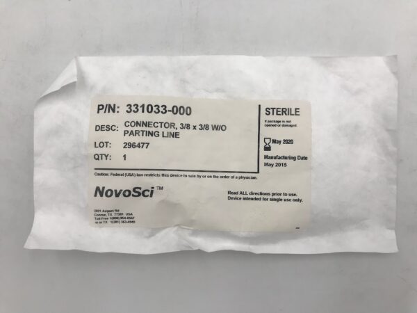 NOVOSCI 331033-000 Connector 3/8 x 3/8 w/o Parting Line (X)