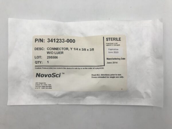 NOVOSCI 341233-000 Connector Y 1/4 x 3/8 x 3/8 w/o Luer (X)