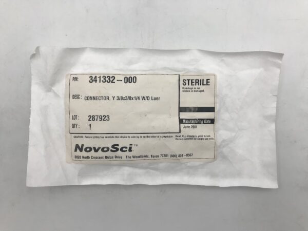 NOVOSCI 341332-000 Connector Y 3/8 x 3/8 x 1/4 w/o Luer (X)