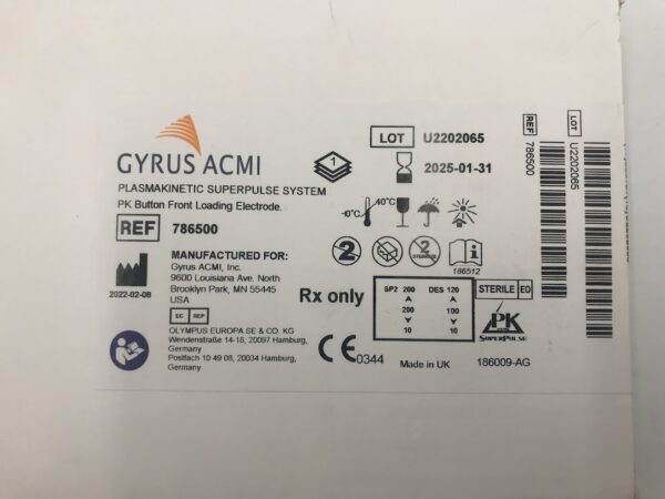 GYRUS 786500 Plasmakinetic Superpulse System PK Button Front Loading Electrode (X)