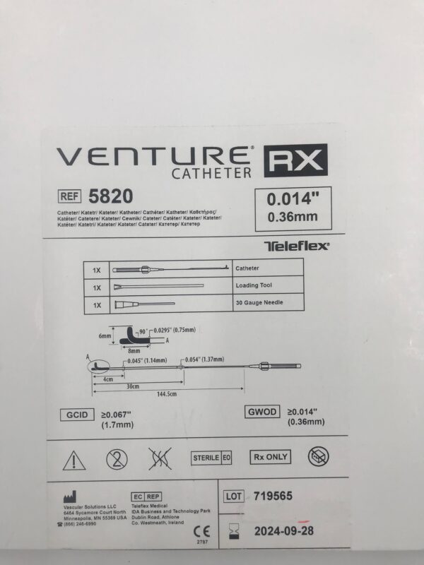 VASCULAR SOLUTIONS 5820 Venture RX Catheter 0.014in x 0.36mm (X)