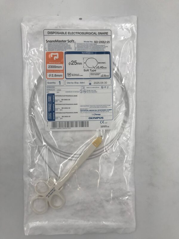 OLYMPUS SD-240U-25 SnareMaster Soft Disposable Electrosurgical Snare 25mm x 2300mm x 2.8mm