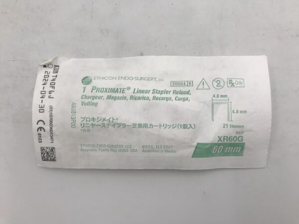 ETHICON XR60G Proximate Linear Stapler Reload 60mm x 4.0mm x 4.8mmm 21 Titanium (X)