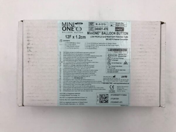 APPLIED MEDICAL M1-5-1212-I MiniONE Balloon Button Low Profile Gastrostomy Feeding Tube 12F x 1.2cm