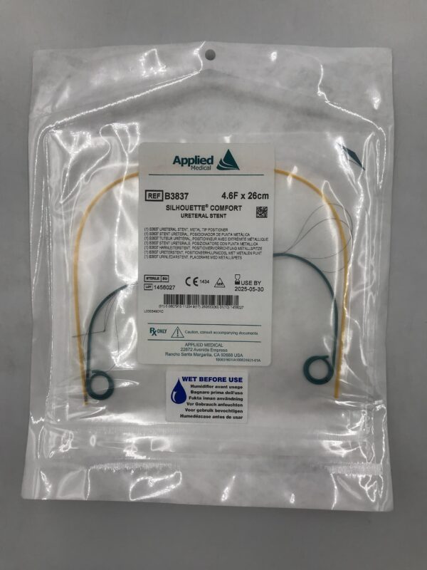 APPLIED MEDICAL B3837 Silhouette Comfort Ureteral Stent, Metal Tip Positioner 4.6F x 26cm