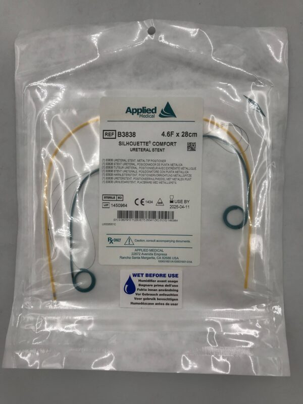 APPLIED MEDICAL B3838 Silhouette Comfort Ureteral Stent, Metal Tip Positioner 4.6F x 28cm (X)