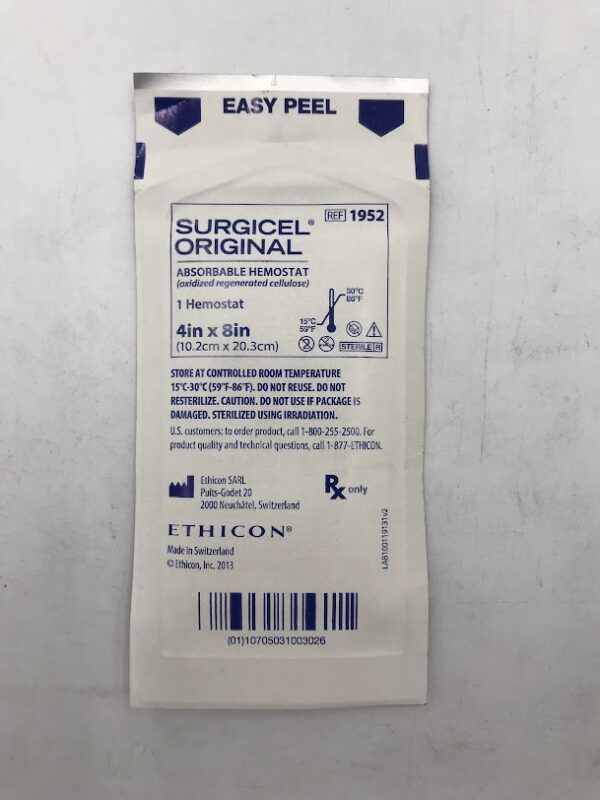 ETHICON 1952 Surgicel Original Absorbable Hemostat 4in x 8in (X)