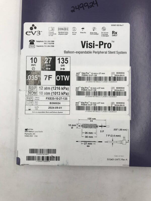 EV3 PXB35-10-27-135 Visi-Pro Balloon-Expandable Peripheral OTW Stent System 7F x 135cm (X)