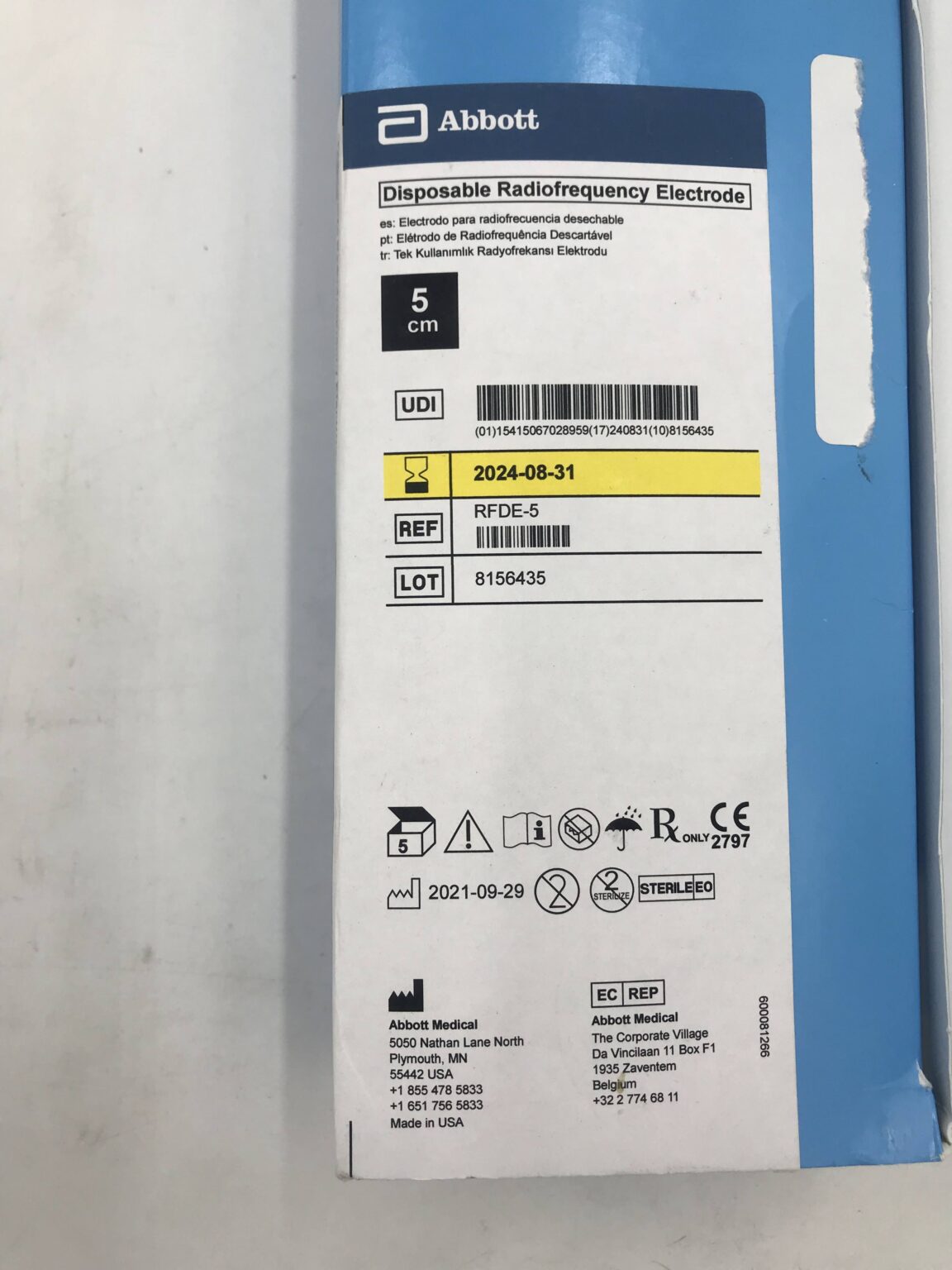 Rfde ABBOTT RFDE-5 Disposable Radiofrequency Electrode 5cm (5/Box)(X) - GB ...