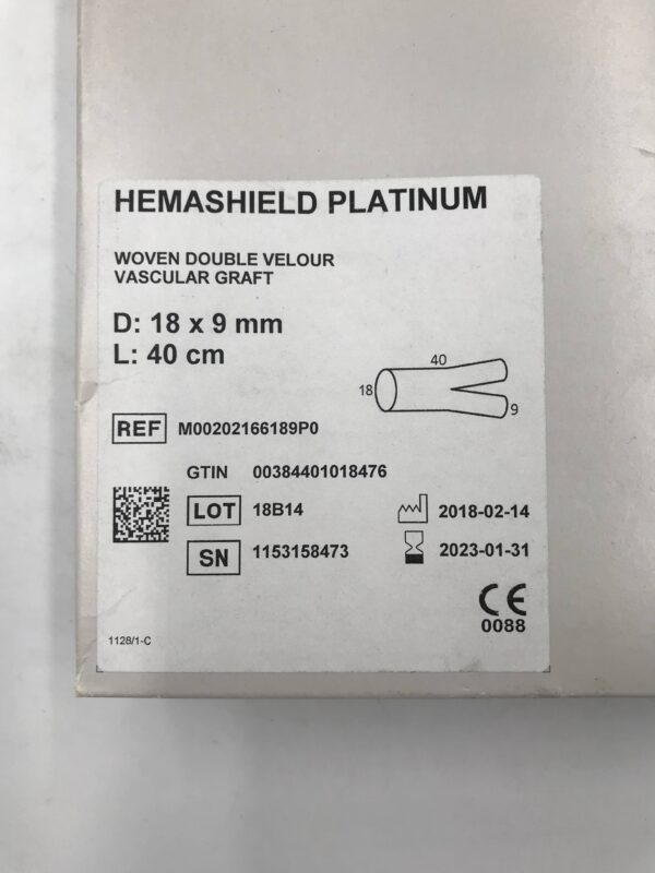 MAQUET M00202166189P0 Hemashield Platinum Woven Double Velour Vascular Graft 18x9mm x 40cm (X)