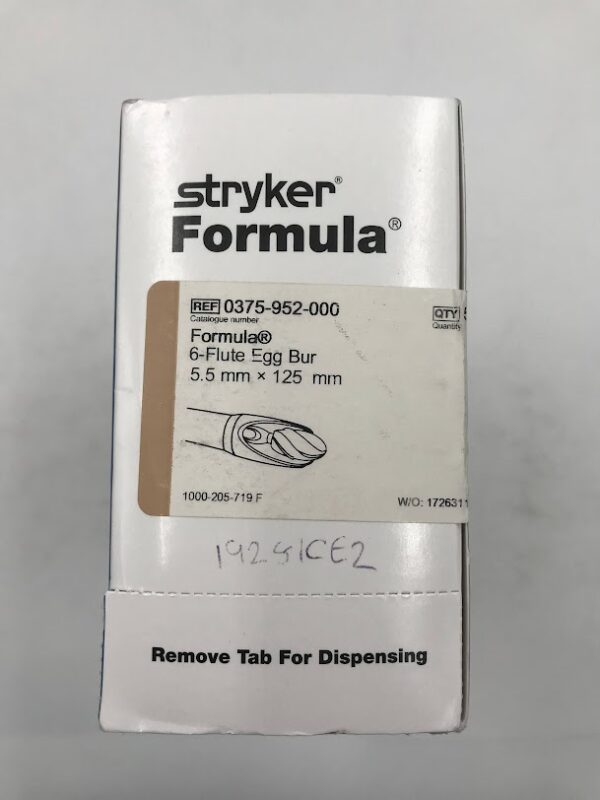 STRYKER 0375-952-000 Formula Egg Bur 6-Flute Disposable Arthroscopy Blade, 5.5mm (5/Box) (X)