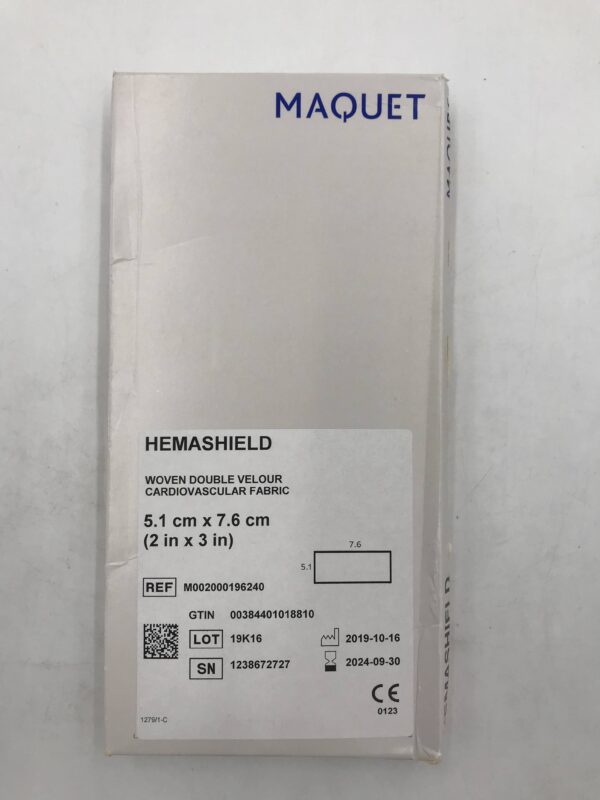 MAQUET M002000196240 HEMASHIELD Woven Double Velour Cardiovascular Fabric 5.1cm x 7.6cm (X)