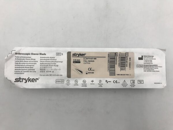 STRYKER 0275-627-000 TPS Small-Joint Full Radius Cutter, Arthroscopic Blade, 2.5mm x 80mm (X)
