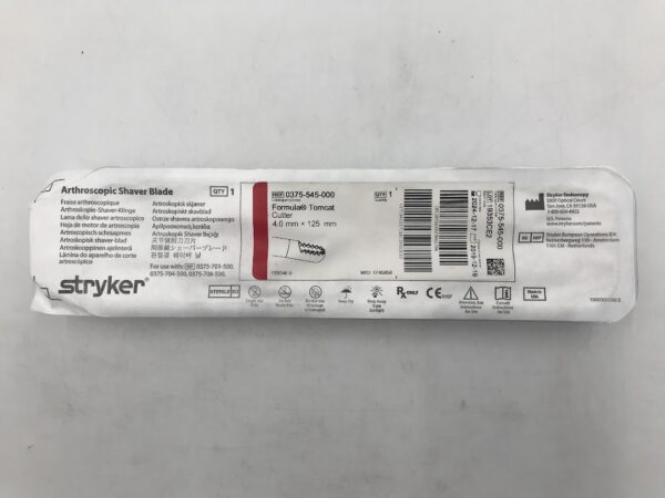 STRYKER 0375-545-000 Formula Tomcat Cutter, Arthroscopic Shaver Blade 4x125mm (X)