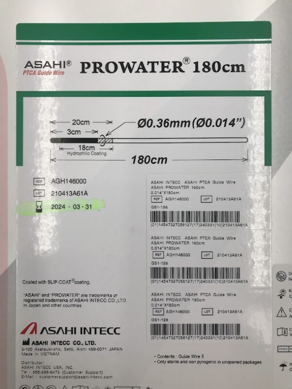 ASAHI INTECC AGH146000 Asahi PTCA Guide Wire Prowater 180cm (5/Box) (X)