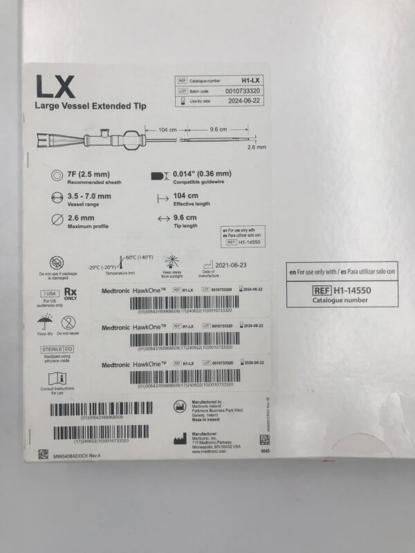 MEDTRONIC H1-LX HawkOne Directional Atherectomy System, Large Vessel Extended Tip 7F (X)