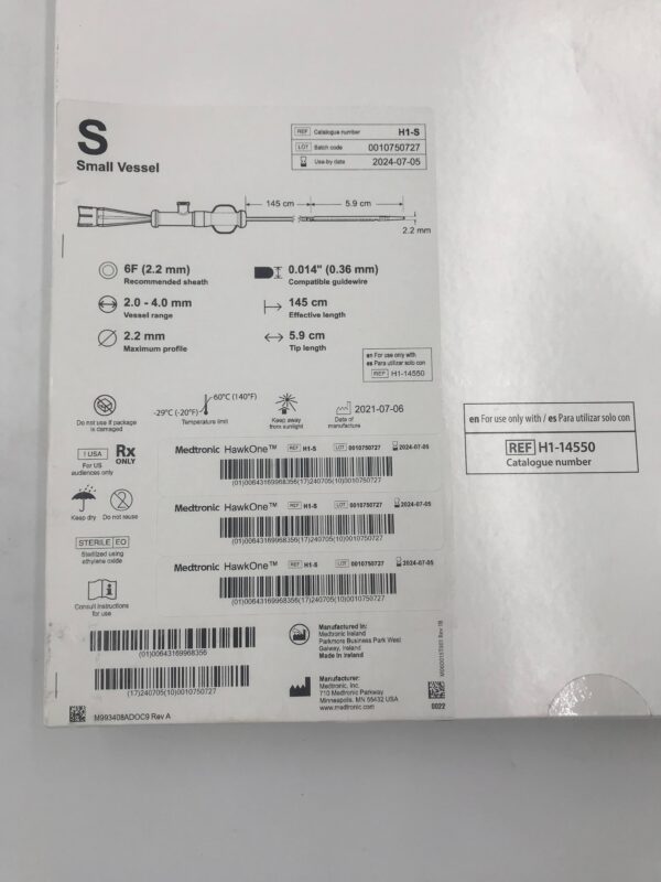 MEDTRONIC H1-S HawkOne Directional Atherectomy System, Small Vessel 6F (X)