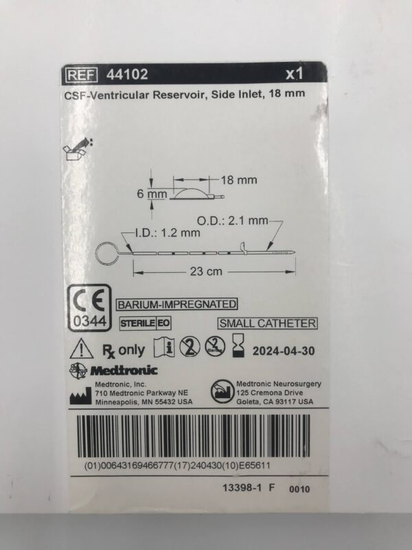 MEDTRONIC 44102 CSF-Ventricular Reservoir, Side Inlet 18mm (X)