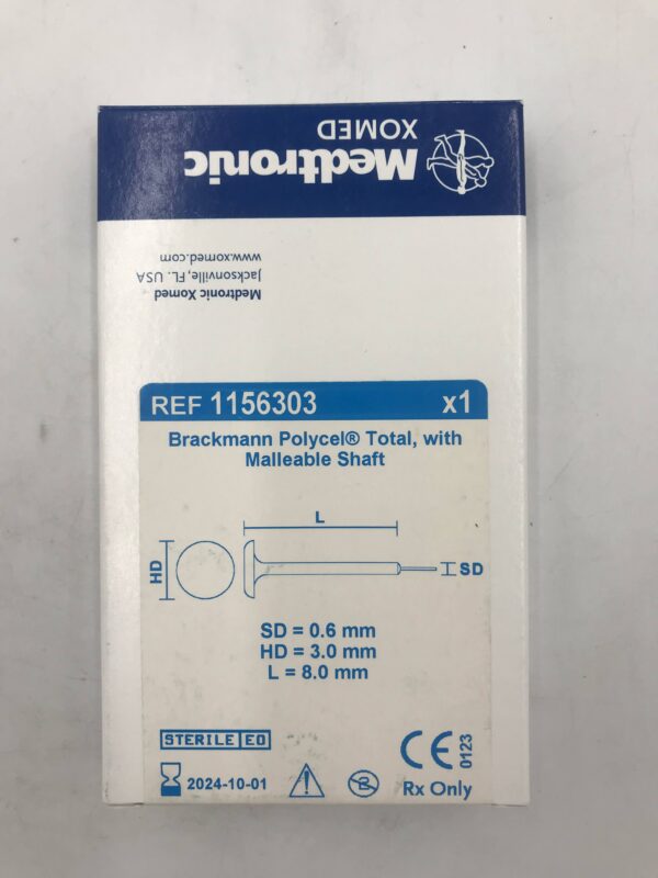 MEDTRONIC 1156303 Brackmann Polycel Total w/ Malleable Shaft 0.6x3x8mm (X)
