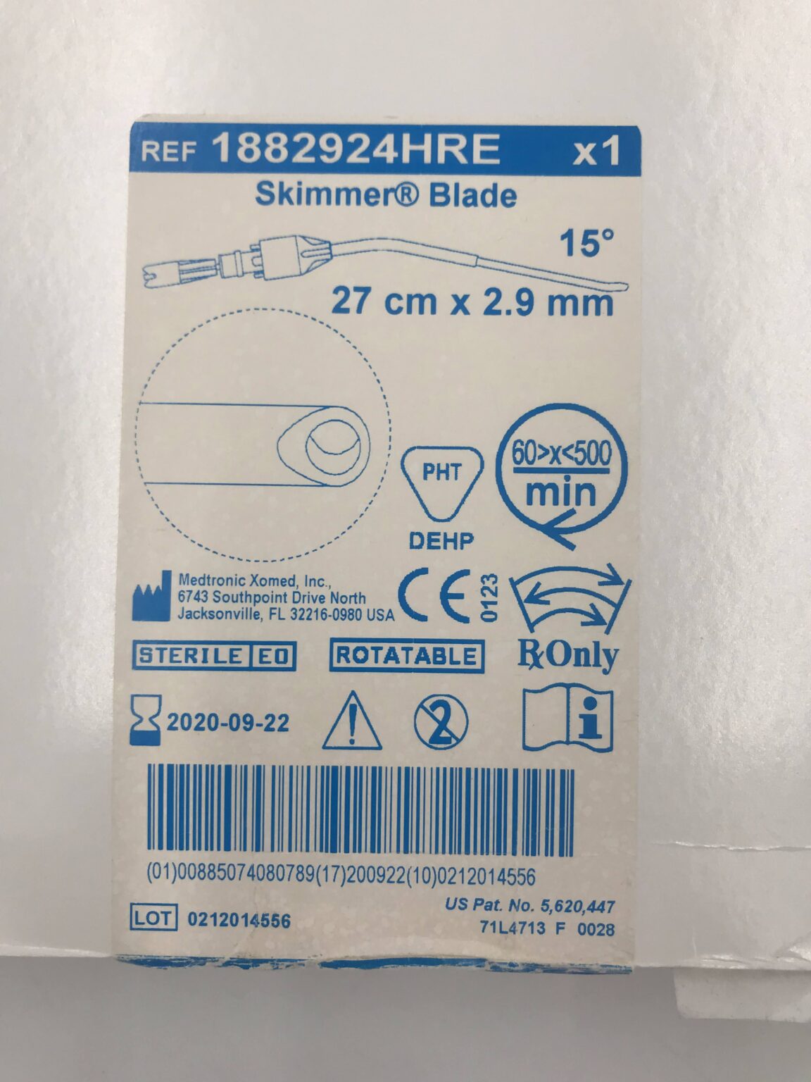 MEDTRONIC 1882924HRE Skimmer Blade 27mm x 2.9mm x 15° (X) - GB