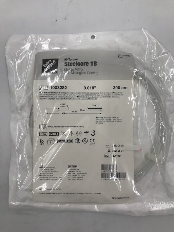 ABBOTT 1003282 Hi-Torque Steelcore 18 Guide Wire w/Microglide Coating 0.018" x 300cm (X)